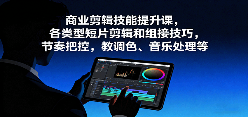 商业剪辑技能提升课，各类型短片剪辑和组接技巧，节奏把控，教调色、音乐处理等-项目网