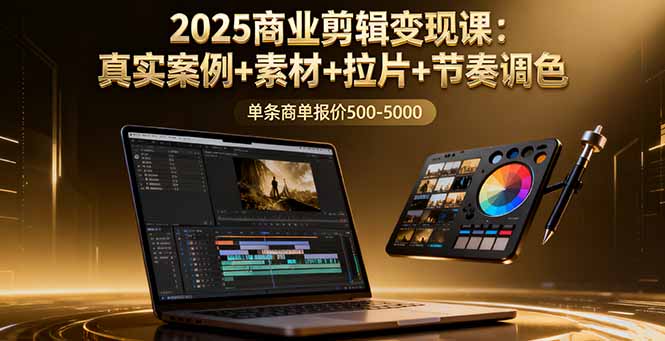 2025商业剪辑变现课：真实案例+素材+拉片+节奏调色，单条商单报价500-5000-项目网