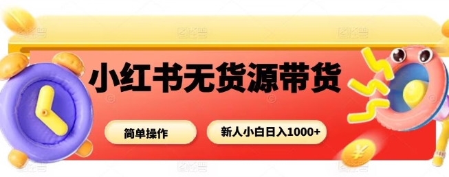 小红书无货源带货项目，简单无脑，新人小白日入多张-项目网