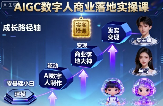 AIGC数字人商业落地实操课，从零基础小白到AI数字人大神-项目网