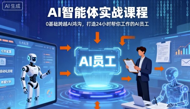 Ai智能体实战课程，0基础跨越Ai鸿沟，打造24小时帮你工作的Ai员工，打破常规，以实战定义Ai-项目网