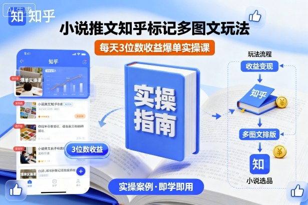 小说推文知乎标记多图文玩法，每天3位数收益爆单实操课-项目网