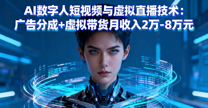 AI数字人短视频与虚拟直播技术：广告分成+虚拟带货月收入2万-8万元-项目网