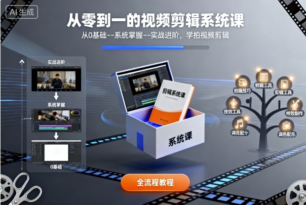 从零到一的视频剪辑系统课，从0基础–系统掌握–实战进阶，学拍视频剪辑-项目网