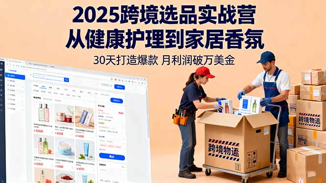 2025跨境选品实战营：从健康护理到家居香氛，30天打造爆款,月利润破万美金-项目网