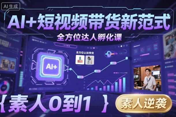 AI+短视频带货新范式全方位达人孵化课，素人也可以从0到1，全方位认知短视频带货-项目网