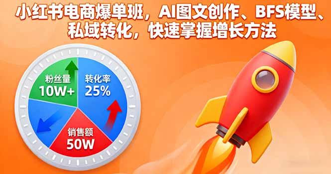 小红书电商爆单班，AI图文创作、BFS模型、私域转化，快速掌握增长方法-项目网