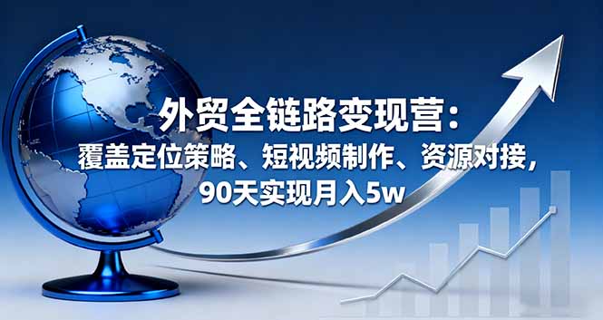 外贸全链路变现营：覆盖定位策略、短视频制作、资源对接，90天实现月入5w-项目网
