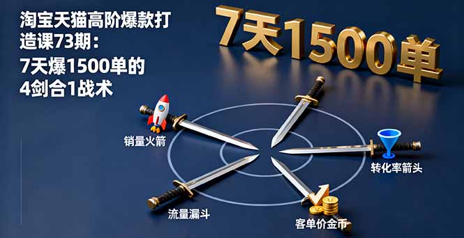 淘宝天猫高阶爆款打造课73期：7天爆1500单的4剑合1战术-项目网