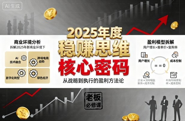 2025年度稳賺思维老板创业营，拆解2025年新商业环境下，企业实现持续盈利的核心密码-项目网