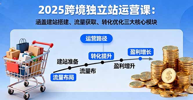 2025跨境独立站运营课：涵盖建站搭建、流量获取、转化优化三大核心模块-项目网