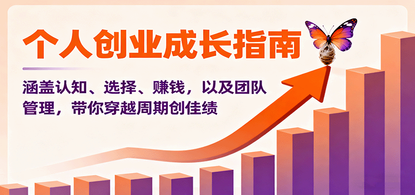 个人创业成长指南：涵盖认知、选择、赚钱，以及团队管理，带你穿越周期创佳绩-项目网