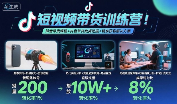 短视频带货训练营，抖音带货课程+抖音带货数据挖掘+精准获客解决方案-项目网
