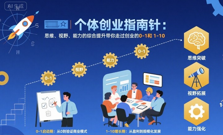 个体创业指南针，思维、视野、能力的综合提升带你走过创业的0-1和1-10【音频】-项目网