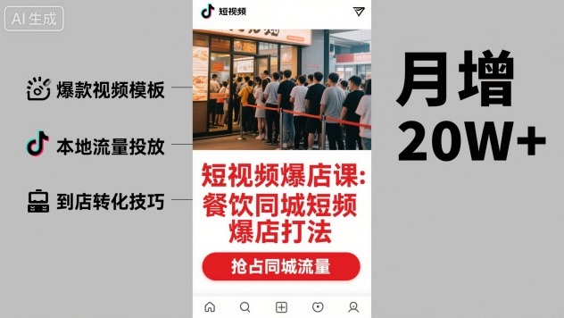 短视频爆店课，餐饮同城短视频爆店打法-项目网