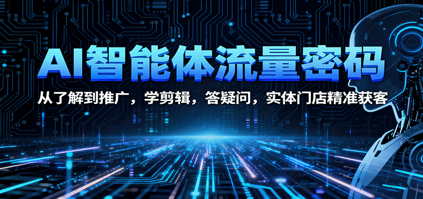 AI智能体流量密码：从了解到推广，学剪辑，答疑问，实体门店精准获客-项目网