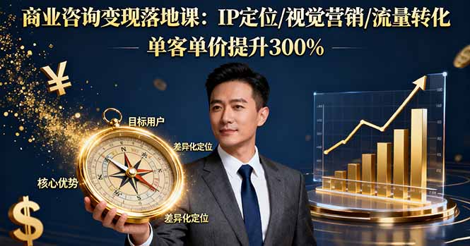 商业咨询变现落地课：IP定位/视觉营销/流量转化，单客单价提升300%-项目网