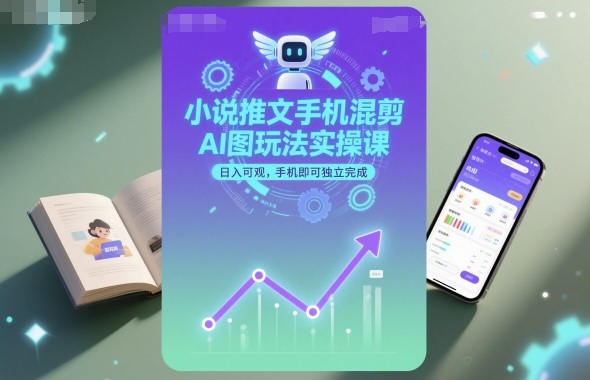 小说推文手机混剪AI图玩法实操课，日入可观，手机即可独立完成-项目网