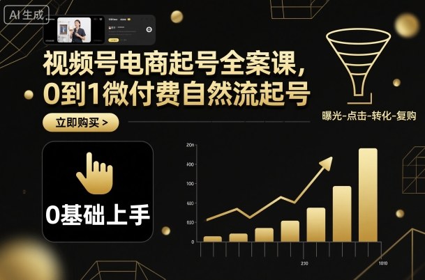 视频号电商起号全案课，0到1微付费自然流起号-项目网