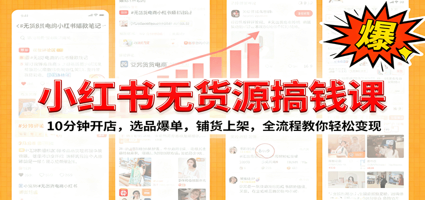 小红书无货源爆单课：10分钟开店，选品爆单，铺货上架，全流程教你轻松变现-项目网
