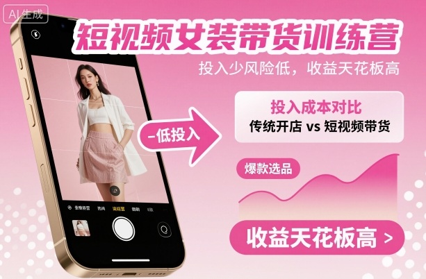 短视频女装带货训练营，投入少风险低，收益天花板高-项目网