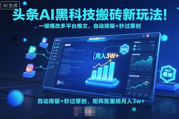 头条AI黑科技搬砖新玩法！一键爆改多平台爆文，自动排版+秒过原创，矩阵批量搞月入3w+【揭秘】-项目网