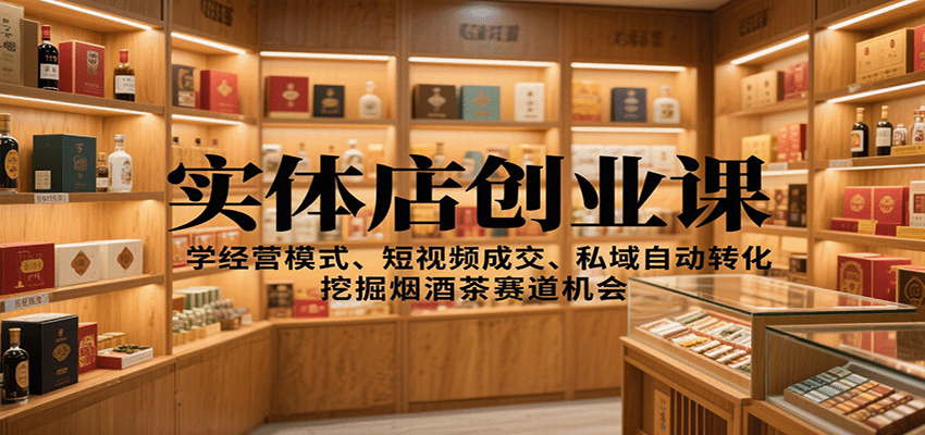 实体店创业课：学经营模式、短视频成交、私域自动转化，挖掘烟酒茶赛道机会-项目网