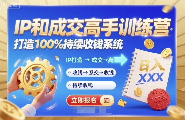 带你成为IP和成交高手的训练营，打造100%持续收钱系统-项目网