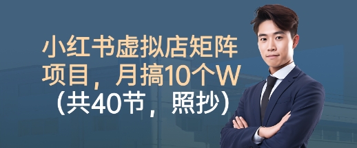 小红书虚拟店矩阵项目，照抄照做，月搞1W+(共40节)-项目网