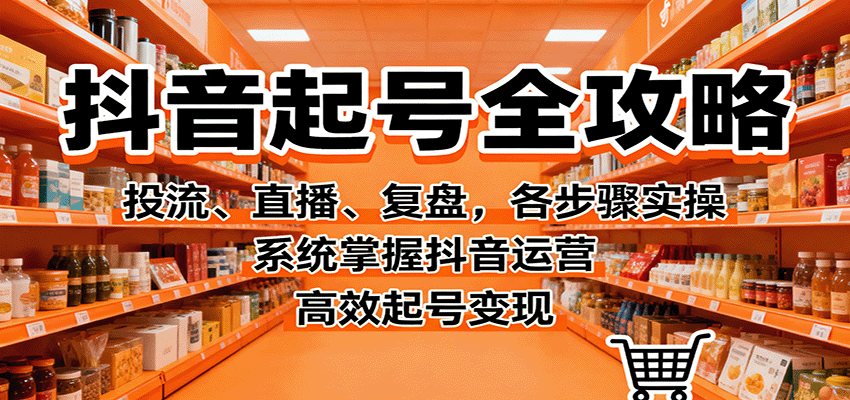 抖音起号全攻略，投流、直播、复盘，各步骤实操，系统掌握抖音运营，高效起号变现-项目网