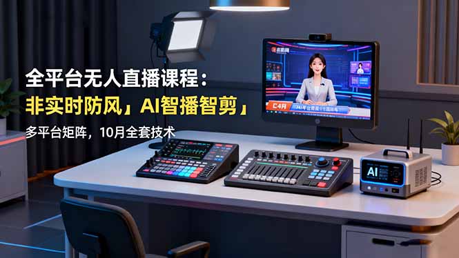 全平台无人直播课程：非实时防风＋AI智播智剪＋多平台矩阵，10月全套技术-项目网