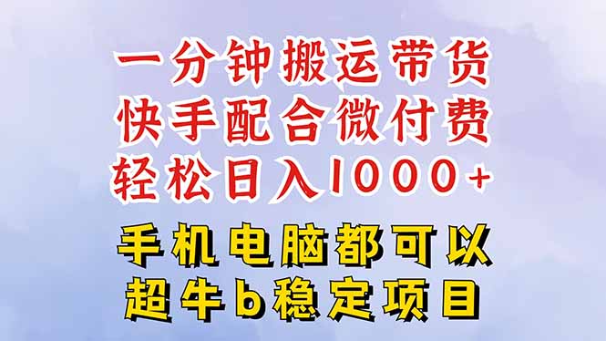 快手黑科技一分钟搬运带货，一刀不剪过原创，微付费投流玩法，轻松日入…-项目网