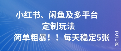 小红书、闲鱼及多平台定制玩法简单粗暴！每天稳定5张-项目网