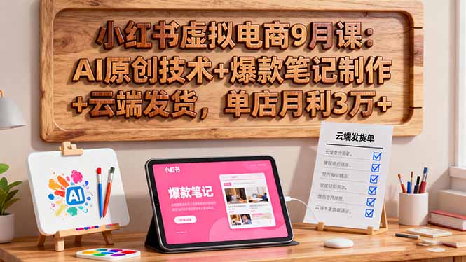 小红书虚拟电商9月课：AI原创技术+爆款笔记制作+云端发货，单店月利3万+-项目网