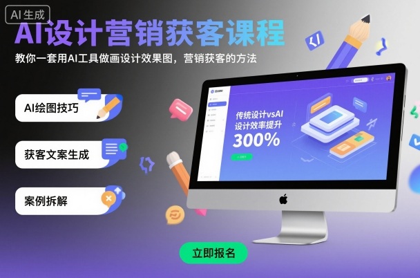 AI设计营销获客课程，教你一套用AI工具做画设计效果图，营销获客的方法-项目网