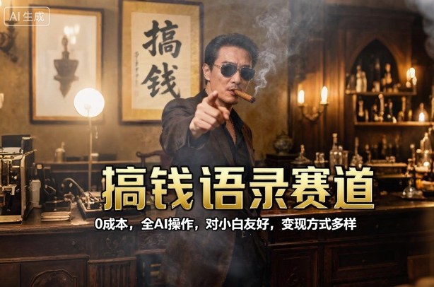 搞钱语录赛道，0成本，全AI操作，对小白友好，变现方式多样-项目网