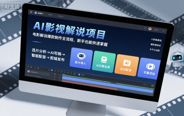 AI影视解说项目，电影解说爆款制作全流程，新手也能快速掌握-项目网