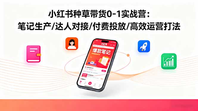 小红书种草带货0-1实战营：笔记生产/达人对接/付费投放/高效运营打法-项目网