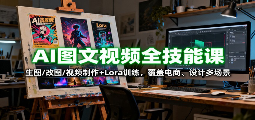AI图文视频全技能课：生图/改图/视频制作+Lora训练，覆盖电商 、设计多场景-项目网