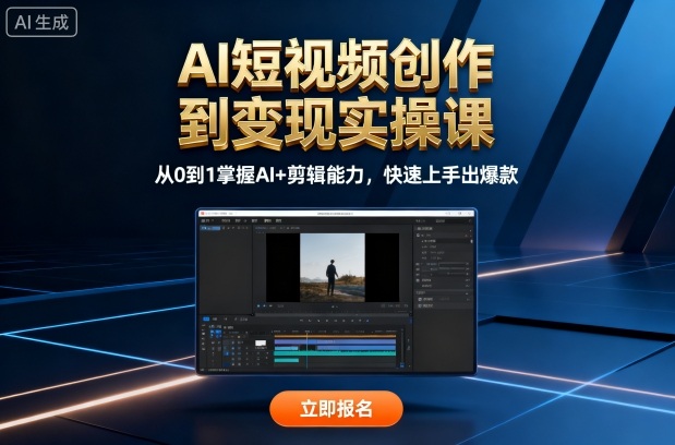 AI短视频创作到变现实操课，从0到1掌握AI+剪辑能力，快速上手出爆款(更新10月)-项目网