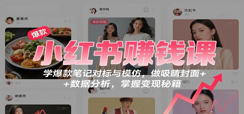 小红书赚钱课：学爆款笔记对标与模仿，做吸睛封面 + 数据分析，掌握变现秘籍-项目网