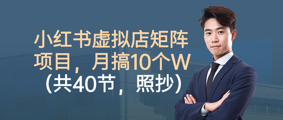 小红书虚拟店矩阵项目，月搞10W(共40节，照抄照做)-项目网