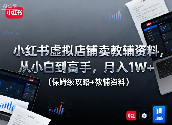 小红书虚拟店铺卖教辅资料，从小白到高手，月入1W+(保姆级攻略+教辅资料)-项目网