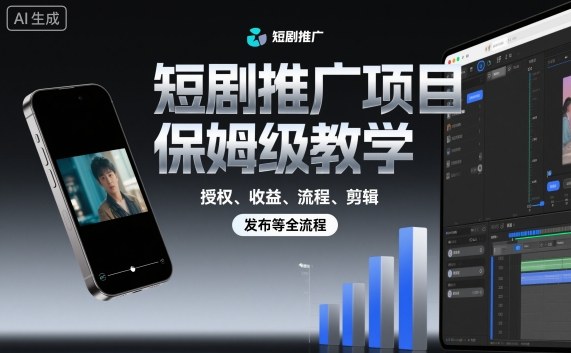 短剧推广项目保姆级教学，授权、收益、流程、剪辑，发布等全流程-项目网