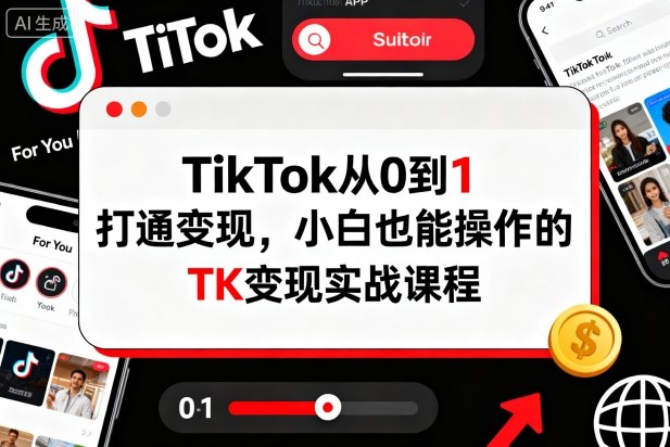 TikTok从0到1打通变现，小白也能操作的TK变现实战课程-项目网