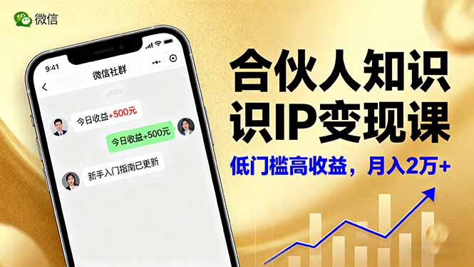 合伙人知识IP变现课，微信生态,内容创作与爆款打造,全网引流，新手月入2w+-项目网