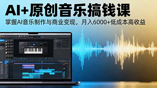 AI+原创音乐搞钱课：掌握AI音乐制作与商业变现，月入6000+低成本高收益-项目网