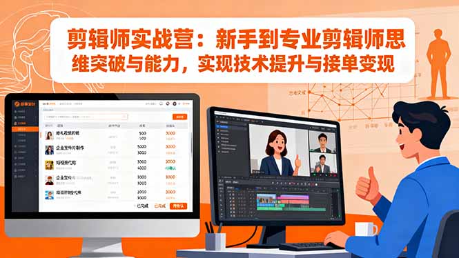 剪辑师实战营：新手到专业剪辑师思维突破与能力，实现技术提升与接单变现-项目网