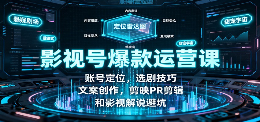 影视号爆款运营课：账号定位，选剧技巧，文案创作，剪映PR剪辑和影视解说避坑-项目网