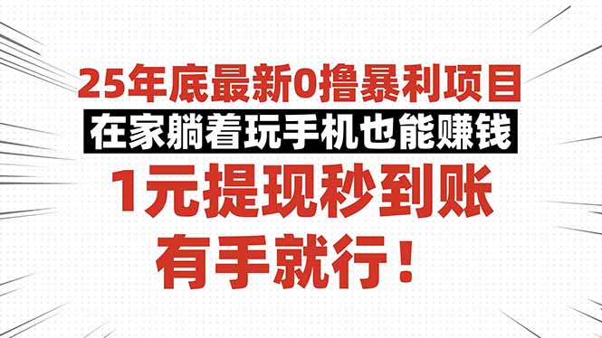25年底最新0撸暴利项目，在家躺着玩手机也能赚钱，1元提现秒到账，有手…-项目网
